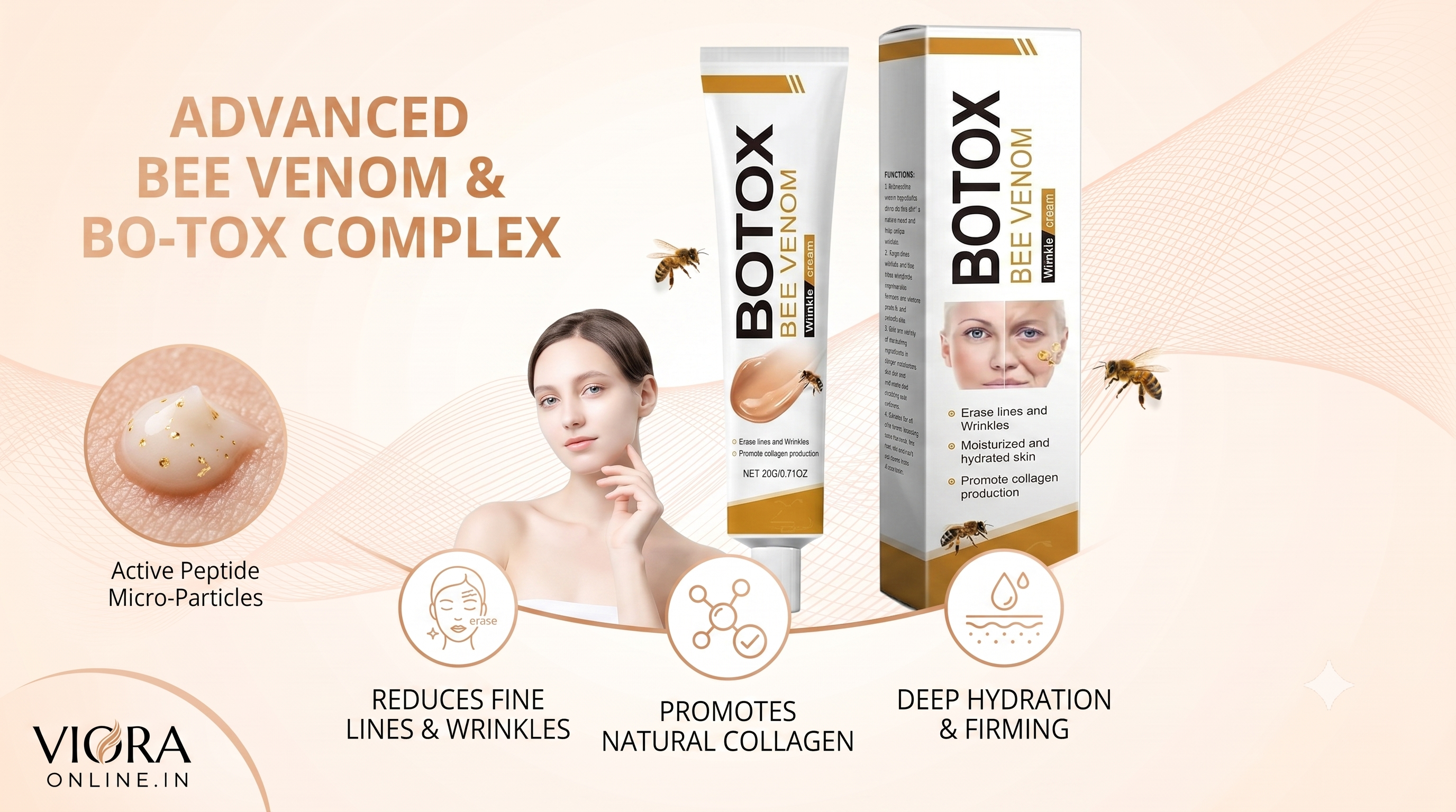 Bee Venom Wrinkle Cream – Anti-Ageing Face & Neck Moisturiser | Skin Firming Body Cream