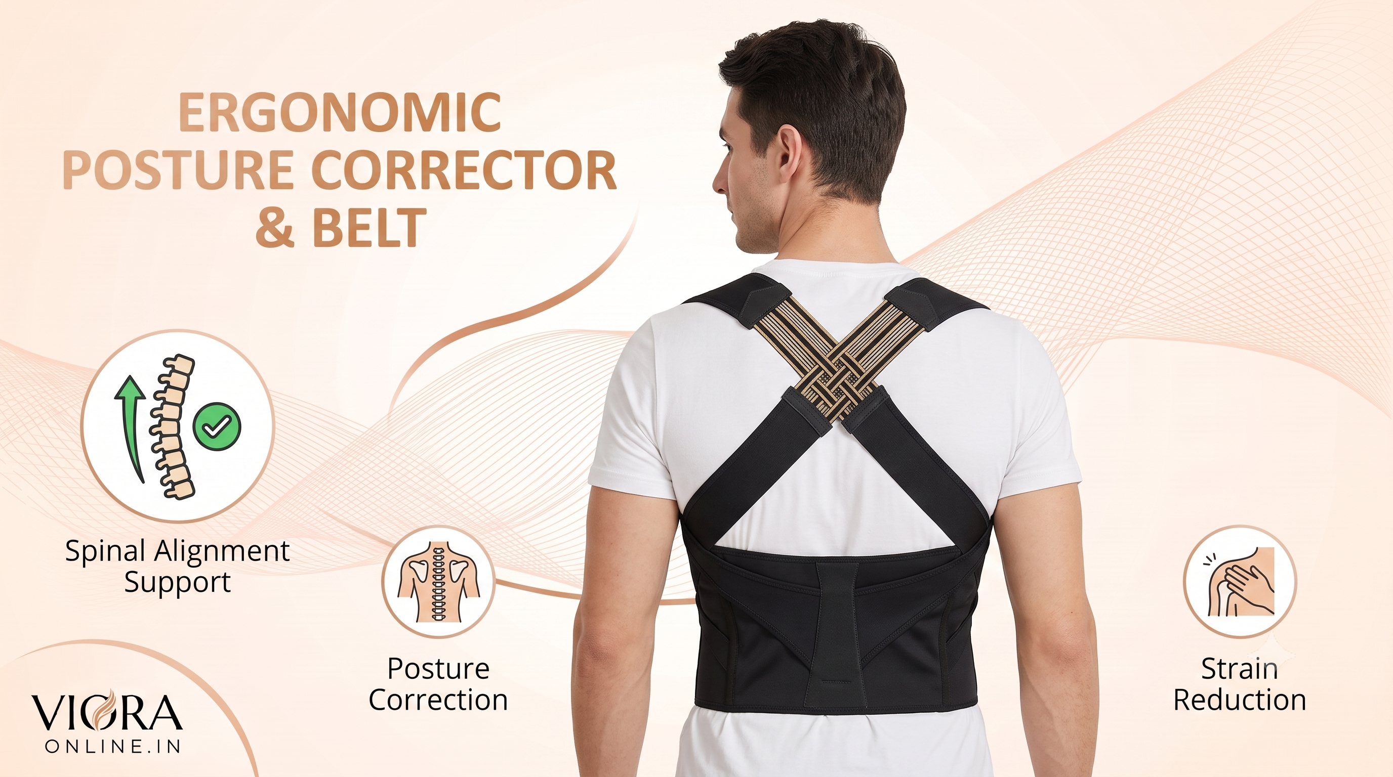 Posture Corrector Free Size Designed to provide exceptional Back Straight And Shoulder Support Belt